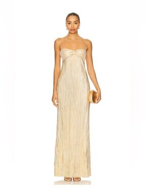 REVOLVE LOVERS AND FRIENDS MYA GOWN IN GOLD